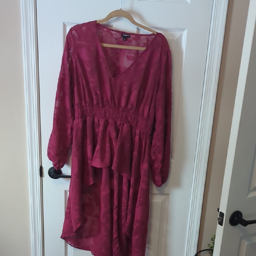 Torrid Deep Pink Long Sleeve Dress